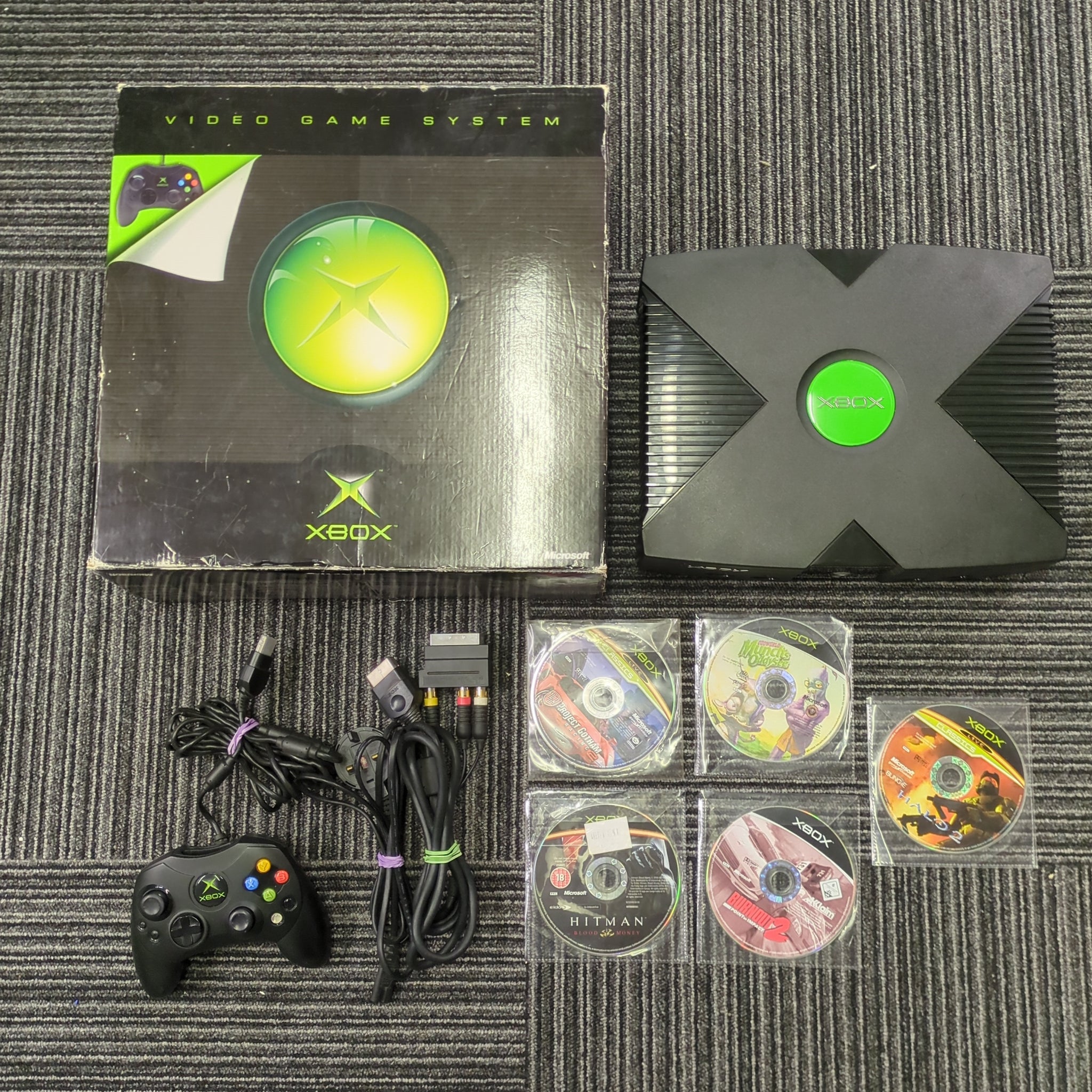 Microsoft Xbox Original System deals Black with box and game